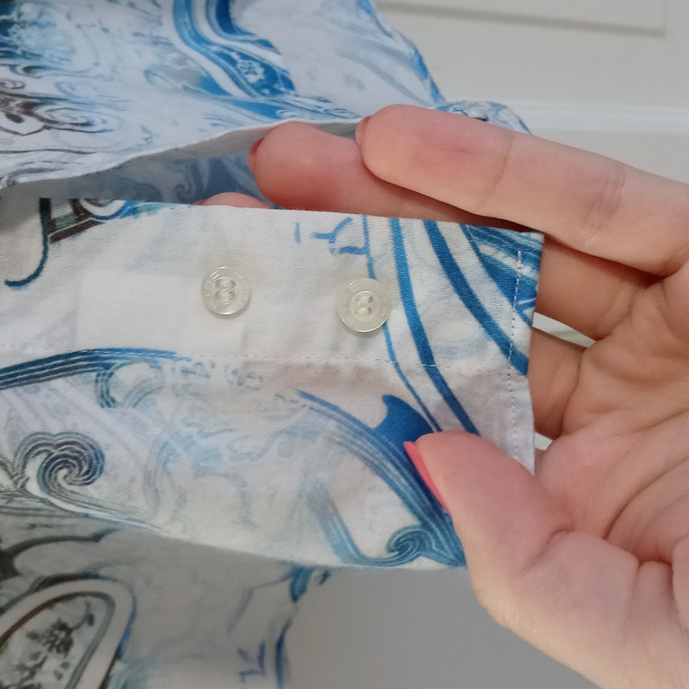🌊Etro🌊 - Men's White/Blue/Purple Paisley L/S Button Down - Picture 7 of 11